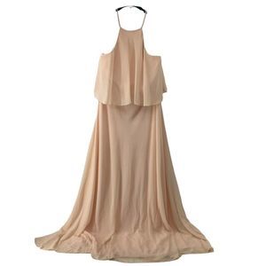 Levkoff Ballet Pink Bridesmaid Dress Maxi Draped